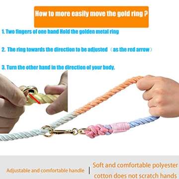 Tesitehi Multifunctional Rope Dog Leash 7.5 FT with Adjustable Double Swivel Hook Hands Free for Small Medium and Large Dogs Running Hiking Camping Walking (Colorful Rainbow)