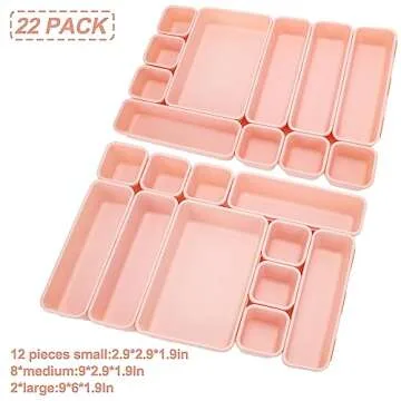 KeFanta Stackable 22 Pack Desk Drawer Organizers