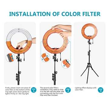 Neewer 14-inch Outer 12-inch Inner Dimmable Ring Light Lighting Kit - 50W Fluorescent Continuous Ring Light, Light Stand, Ball Head,Filter for Portrait Makeup Photography YouTube Studio Video Shooting