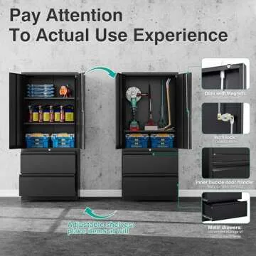 Durable Locking Metal Storage Cabinet with Drawers