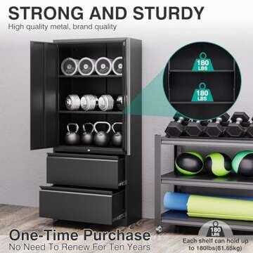 Durable Locking Metal Storage Cabinet with Drawers