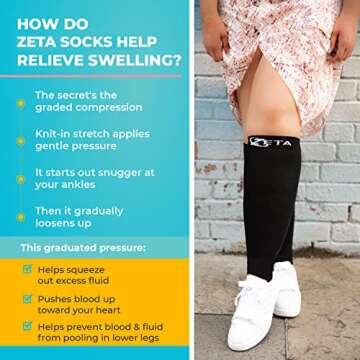 Zeta Wear Open Toe Plus Size Support Socks for Relief