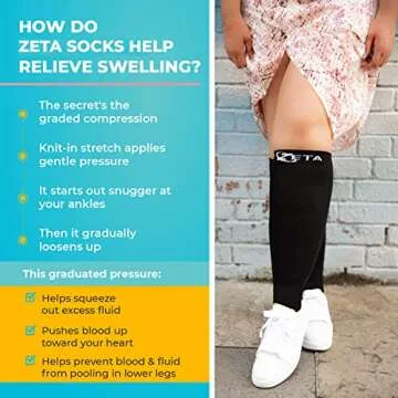 Zeta Wear Open Toe Plus Size Support Socks for Relief