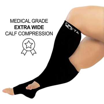 Zeta Wear Open Toe Plus Size Support Socks for Relief