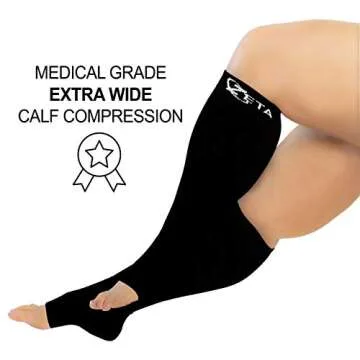 Zeta Wear Open Toe Plus Size Support Socks for Relief