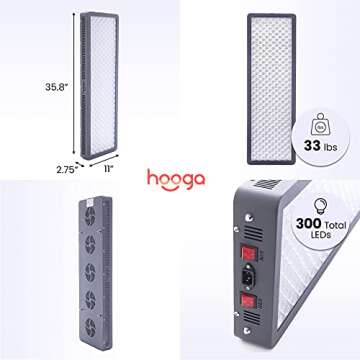 Hooga Red Light Therapy Full Body Red 660nm Near Infrared 850nm, 300 LEDs, High Power Panel for Pain...
