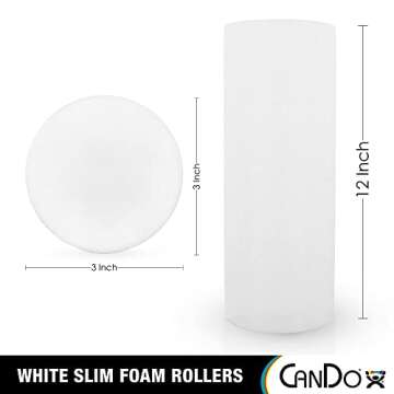 CanDo Slim White PE Foam Rollers for Exercise, Fitness, Muscle Restoration, Massage Therapy, Sport R...