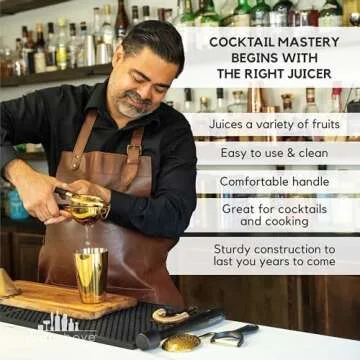 A Bar Above Premium Quality Hand Juicer, for Cocktails, Heavy Duty, Stainless Steel Juicer, Lime, Lemon, and Oranges, Citrus Juicers, for Mixologists and Bars, Fruit Juice Extractor, Silver, 1 Pack