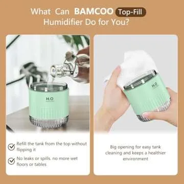 Mini Humidifiers for Bedroom 350ml Small Portable Humidifier for Travel Plants Humidifier, Auto Shut-Off 2 Mist Modes Humidificador for Bedroom Plants Travel Office Desk Car Green