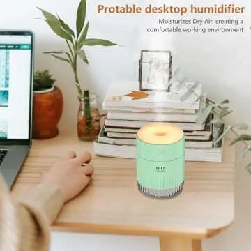 Mini Humidifiers for Bedroom 350ml Small Portable Humidifier for Travel Plants Humidifier, Auto Shut-Off 2 Mist Modes Humidificador for Bedroom Plants Travel Office Desk Car Green