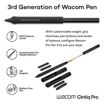 Wacom Cintiq Pro 27 Creative Pen Display (4K Graphic Drawing Monitor with 8192 Pen Pressure and 99% Adobe RGB (DTH271K0A), Black