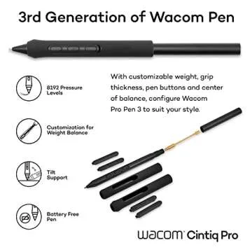 Wacom Cintiq Pro 27 Creative Pen Display (4K Graphic Drawing Monitor with 8192 Pen Pressure and 99% Adobe RGB (DTH271K0A), Black