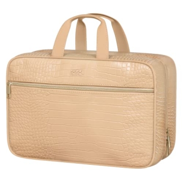 Leather Toiletry Travel Bag Spacious Water-Resistant