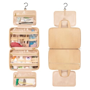 Leather Toiletry Travel Bag Spacious Water-Resistant