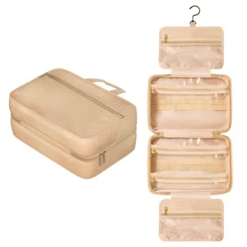 Leather Toiletry Travel Bag Spacious Water-Resistant