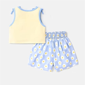 Disney Mickey and Friends Toddler Girl 2 Piece Outfits Set Sleeveless Tank Top and Shorts Set Light Blue 2 Years