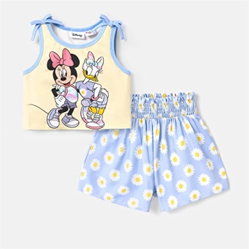 Disney Mickey and Friends Toddler Girl 2 Piece Outfits Set Sleeveless Tank Top and Shorts Set Light Blue 2 Years