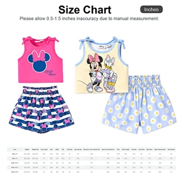 Disney Mickey and Friends Toddler Girl 2 Piece Outfits Set Sleeveless Tank Top and Shorts Set Light Blue 2 Years