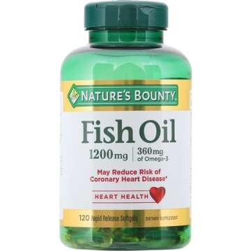 Nature's Bounty Fish Oil, Dietary Supplement, Omega 3, Supports Heart Health, 1200 Mg, 120 Rapid Rel...