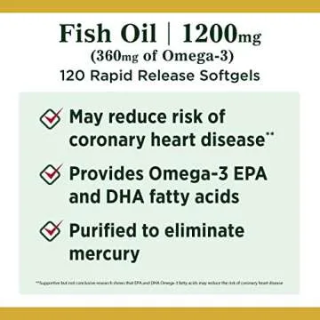 Nature's Bounty Fish Oil, Dietary Supplement, Omega 3, Supports Heart Health, 1200 Mg, 120 Rapid Release Softgels