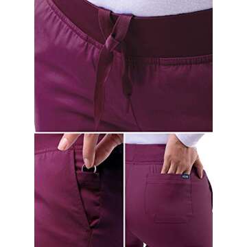Adar Uniforms, Pro Scrubs for Women - Skinny Leg Yoga Scrub Pants - P7102 - Wine - S