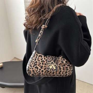 Leopard Y2k Shoulder Bag Crossbody Bags for Women Leopard Purse Going Out Bag Punk Y2k Stuff 2000s (...
