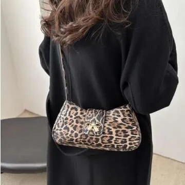 Leopard Y2k Shoulder Bag Crossbody Bags for Women Leopard Purse Going Out Bag Punk Y2k Stuff 2000s (Khaki)
