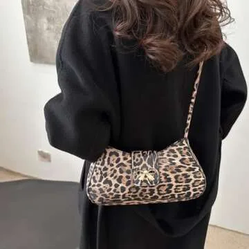 Leopard Y2k Shoulder Bag Crossbody Bags for Women Leopard Purse Going Out Bag Punk Y2k Stuff 2000s (Khaki)
