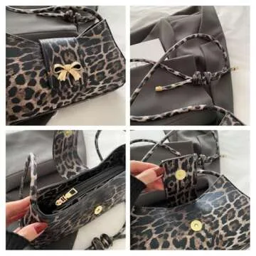 Leopard Y2k Shoulder Bag Crossbody Bags for Women Leopard Purse Going Out Bag Punk Y2k Stuff 2000s (Khaki)