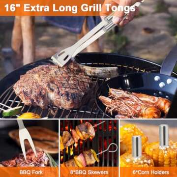 Anpro Grilling Accessories Grill Kit- Grill Set, Grilling Utensil Set, BBQ Accessories, BBQ Kit, BBQ...