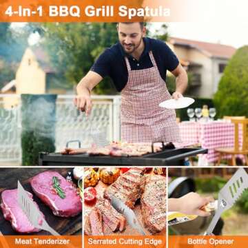 Anpro Grilling Accessories Grill Kit- Grill Set, Grilling Utensil Set, BBQ Accessories, BBQ Kit, BBQ Grill Tools, Grilling Gifts for Father's Day, Smoker, Camping, Kitchen,21 PCS-Standard Silver