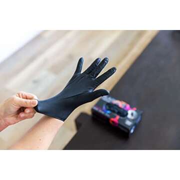 Framar Powder Free Disposable Gloves, Black Nitrile Gloves 100 Pack, Hair Dye Gloves, Gloves Disposable Latex Free, Cleaning Gloves, Plastic gloves, Latex Free Gloves Nitrile – Mechanic Gloves (Large)