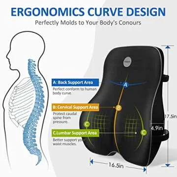 Villsure Lumbar Support Pillow, Memory Foam Back Cushion Pillow for Office Chair,Computer/Car Seat and Wheelchair with Breathable 3D Mesh ,Ergonomic Orthopedic Backrest for Back Pain Relief