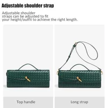Evening Woven Crossbody Bags for Women Casual Fashion Shoulder Handbag Vegan Leather Clutch Purse Black