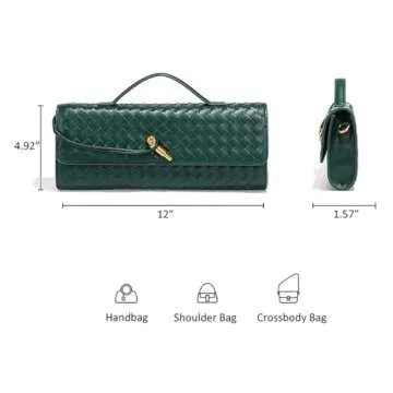Evening Woven Crossbody Bags for Women Casual Fashion Shoulder Handbag Vegan Leather Clutch Purse Black