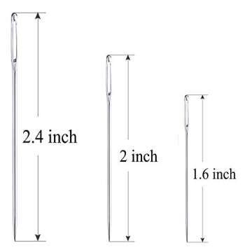 30 Large Eye Stitching Needles 1.6'' to 2.4'' Sizes Big Eye Hand Sewing Needles in Clear Storage Tube