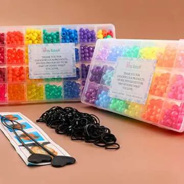 18 Color 9 mm Hair Beads for Hair Braids, Rainbow Pony Beads Kit for Jewelry Making Kandi Beads for Bracelets Making with Hair Beader and Rubber Band for Gift