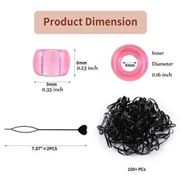 18 Color 9 mm Hair Beads for Hair Braids, Rainbow Pony Beads Kit for Jewelry Making Kandi Beads for Bracelets Making with Hair Beader and Rubber Band for Gift