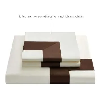Bicolore Collection Duvet Covers Set 3 Pieces Do Not Include Filling ClassIC European 100% Egyptian Cotton Sateen Luxury 400 Thread Count Frame Patchwork Manufacturing(Ivory/Brown,King)