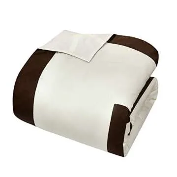 Bicolore Collection Duvet Covers Set 3 Pieces Do Not Include Filling ClassIC European 100% Egyptian Cotton Sateen Luxury 400 Thread Count Frame Patchwork Manufacturing(Ivory/Brown,King)