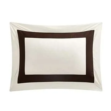 Bicolore Collection Duvet Covers Set 3 Pieces Do Not Include Filling ClassIC European 100% Egyptian Cotton Sateen Luxury 400 Thread Count Frame Patchwork Manufacturing(Ivory/Brown,King)