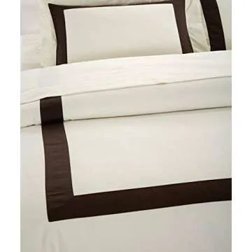 Bicolore Collection Duvet Covers Set 3 Pieces Do Not Include Filling ClassIC European 100% Egyptian Cotton Sateen Luxury 400 Thread Count Frame Patchwork Manufacturing(Ivory/Brown,King)