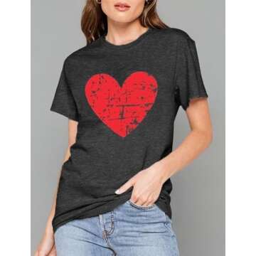 Stylish Valentine's Day Love Heart Graphic T-Shirt for Women