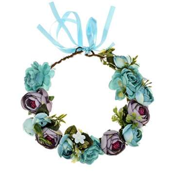 Elegant June Bloomy Rose Floral Crown with Adjustable Ribbon