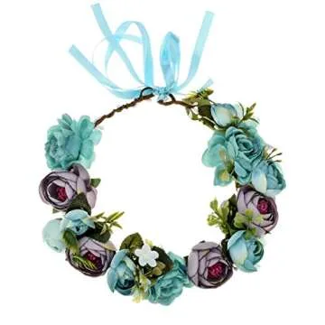 Elegant June Bloomy Rose Floral Crown with Adjustable Ribbon