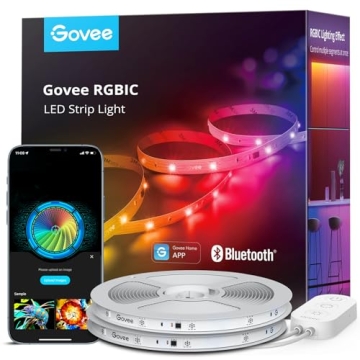 Govee RGBIC LED Strip Lights, 65.6ft Smart LED Lights for Bedroom, Bluetooth LED Strip Lights APP Co...