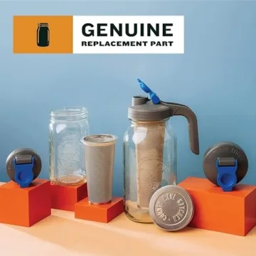 County Line Kitchen Wide Mouth Mason Jar Pour Spout Lid - Flip Cap Drinking/Canning Lids - Handle & Airtight Leak-Proof Seal - Accessories for Pitcher - Fits 32 oz & 64 oz, Black - 1 Pack