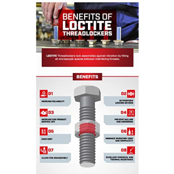 LOCTITE 243 Threadlocker for Automotive: Medium-Strength, Oil Tolerant, High-Temperature, Anaerobic, General Purpose | Blue, 6 ml Red Tube (PN: 1330799)