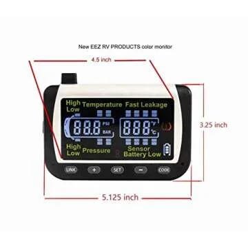 EEZTire - TPMS8ATCB Real Time/24x7 Tire Pressure Monitoring System - Color Monitor + 8 at Sensors.