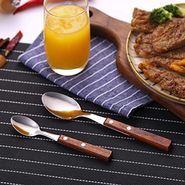 HAPPY KIT Wooden Handle Silverware Set 16-Piece Cutlery